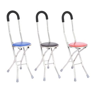 Stainless Steel Four <b>Legged</b> Cane <b>Stool</b> Folding Portable With Rubber Tips For Elderly Outdoor Use - Product Image 2