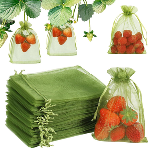 Extra <strong>Large</strong> 100 Pcs White Green Fruits Vegetables Protection Anti Insect <strong>Organza</strong> Mesh Drawstring Netting Cover Pouch <strong>Bag</strong> - Product Image 1