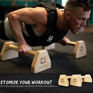 Barres parallèles ultra-robustes en bois 17x7.25x6 pour pompes et équilibre sur les mains – Équipement de fitness durable - Product Image 4