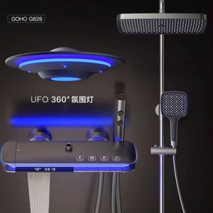 Sistema de Ducha Termostática Kampolly con Cuerpo de Latón, Diseño de Nave Espacial <span class=keywords><strong>UFO</strong></span>, Pantalla de Temperatura y Luz Ambiental de 360 Grados - Product Image 2