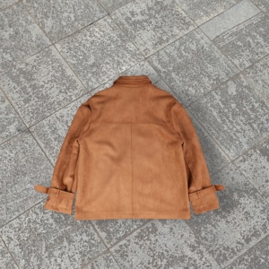 Trendy Custom Autumn Vintage Style Men's Embroidered Zipper Closure OEM Service Woven <b>Suede</b> <b>Jacket</b> - Product Image 5