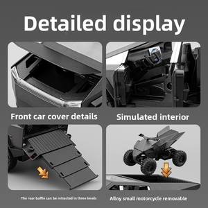 1:24 Tesla Cyber Pickup aleación Control remoto modelo de coche oro Metal sonido efectos de luz tallado exhibición de juguete para niños al por mayor - Product Image 3