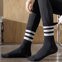 Chaussettes classiques rayées en coton personnalisées, chaussettes mi-mollet décontractées rétro rayées pour hommes et femmes, usage quotidien, multicolores