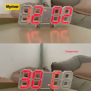 Myriver 3 Tingkat Kecerahan Lampu Malam Digital Kayu Meja Jam Keseimbangan Otomatis Halaman Gilirannya Jam