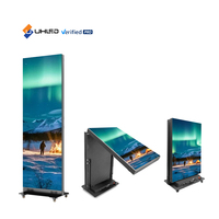 Afficheur LED pliable UHLED P1.86 pour intérieur, 640x1920mm, ultra fin, écran publicitaire numérique portable pour magasin de détail