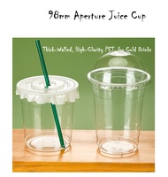 Logo personnalisé 90/98 mm de diamètre. Gobelets jetables en PET transparent avec couvercles, capacité 12-24 oz, pour boissons froides, thé au lait