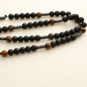 クリスチャン聖ベネディクトロザリオネックレスタイガーアイビーズ黒アゲスクロストレンドビーズブレスレットカトリックコプト - Product Image 3