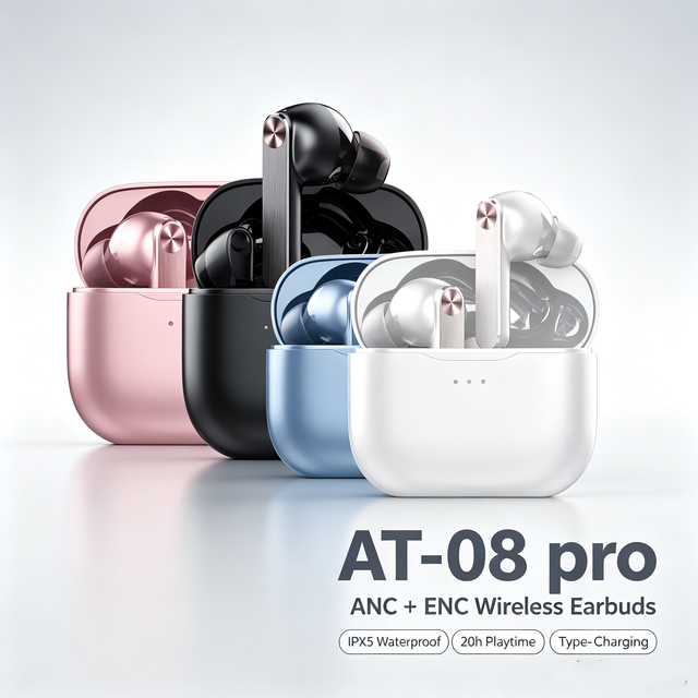 2027 New OEM/ODM TWS True Wireless Stereo Earbuds Ipx5  Waterproof Earphone ANC&ENC Type c Noise Cancelling Gaming  Headphone