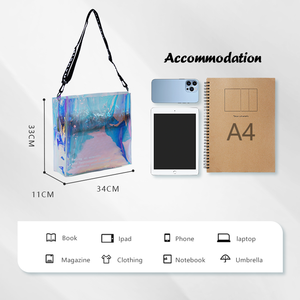 Groothandel Nieuwe Pvc Schouder Herbruikbare Tas Logo Aangepaste Jelly Kleur Transparant Met Afdrukken Webbing Verpakking Tas - Product Image 5