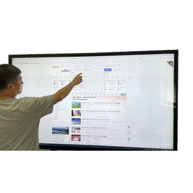 55/65/75/86/100 Inch 10 Point IR Touch Screen Panel 4K Resolution 16:9 Android+Windows OS Interactive LCD Display Camera