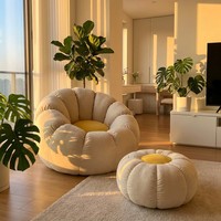 Fauteuils poufs en forme de fleur, esthétiques et mignons, avec ottoman, pour salon et chambre à coucher
