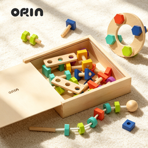 <span class=keywords><strong>Juguete</strong></span> Educativo Montessori de Madera para Niños Pequeños, <span class=keywords><strong>Caja</strong></span> de Clasificación de Formas y Colores con Tuercas y Pernos, Certificado CE CPC - Product Image 3