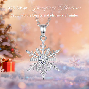 Рождественский подарок, белый кубический цирконий, зимний белый кулон со снежинкой, 925 стерлингового серебра, украшения для женщин - Product Image 5