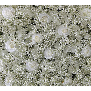 Decoración Floral para Bodas, Cortina de Pared con Rosas y Paniculata, 8 pies x 8 pies, Pared de Flores Blancas para Fiestas y Eventos - Product Image 6