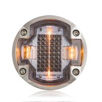 4 LED Balises de signalisation routière surélevées IP68, réflecteurs prismatiques haute intensité clignotants en aluminium, solaires, pour allées et routes