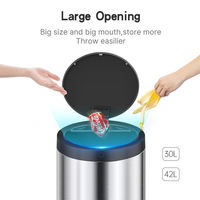 Poubelle intelligente à fermeture douce et silencieuse, 42L, ouverture automatique, poubelle de cuisine, grande poubelle