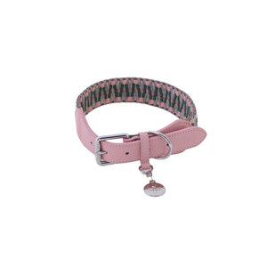 Collier de chien de luxe personnalisé avec tissu tissé multicolore et étiquette de logo au design classique en cuir de vache souple approvisionnement d'usine <span class=keywords><strong>OEM</strong></span> - Product Image 5
