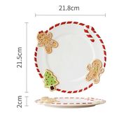 Service de table en céramique de Noël à thème dessin animé, comprenant un bol à dessert et une assiette, compatible lave-vaisselle, idéal pour les fêtes et les cadeaux.