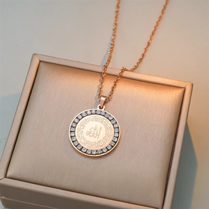 <span class=keywords><strong>Collana</strong></span> <span class=keywords><strong>con</strong></span> incisione Ayatul Kursi islamica Eid in acciaio inossidabile 316 impermeabile, gioielli alla moda <span class=keywords><strong>con</strong></span> zirconi - Product Image 3