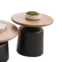 Ensemble de tables basses gigognes en bois massif style crème, table d'appoint ronde minimaliste moderne pour petit salon