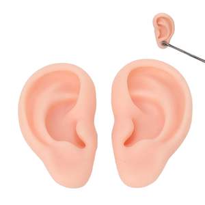 Человеческое Ухо Модель мягкого силикона правое левое ухо реалистичные части тела для практики пирсинга серьги дисплей ювелирных изделий обучающий инструмент - Product Image 5