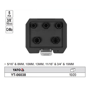 Yato Bolt Extractor Kit 5 Pieces 3/8 In Imperial Industrial Damaged <b>Screw</b> Removal <b>Socket</b> Extractor Set YT-06038 - Product Image 2