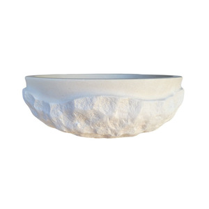 <span class=keywords><strong>Lavabo</strong></span> in Pietra Calcarea Naturale Lavorato a <span class=keywords><strong>Mano</strong></span> con Onde Incise, Lavandino Moderno Rotondo in Marmo per Bagno di Hotel e Villa - Product Image 1