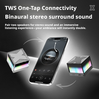 Altoparlante LED Cubo Ritmico Wireless Bluetooth 5W Portatile con TWS per Gaming, Scrivania e Regali Festivi