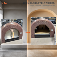 Four à pizza haut de gamme multi-combustibles en acier inoxydable thermolaqué de 16 pouces, avec dessus de comptoir pour patio et dessus en briques réfractaires, arche large à l'avant