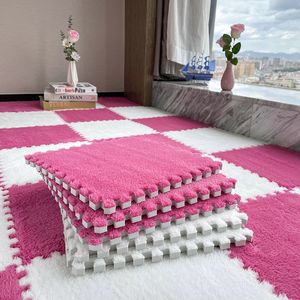 Alfombra de Felpa con Diseño de Patchwork, Rectangular, Antideslizante, para Dormitorio, Estudio, Balcón, Material de Algodón, Fácil de Limpiar - Product Image 3