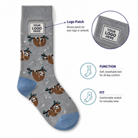 Chaussettes amusantes à motif logo fantaisie, motif original, impression tricotée résistante à la décoloration, échantillons approuvés, vente au détail, gris, tissées, cadeau, ajustement parfait