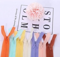 Haute qualité 100% Polyester tissu personnalisé coloré 3 # Nylon Invisible fermeture éclair multi-couleurs larme goutte curseur séparable Invisible