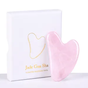 Atacado natural rosa quartzo gua sha ferramenta de beleza face jade gua sha pedra massageador personalizado guasha rosa produtos de quartzo