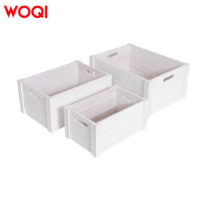 WOQI Set 3 Extra Large Rustic Decorative Boxes Modern <strong>White</strong> <strong>Wooden</strong> Storage <strong>Crates</strong> Handmade Natural Solid Wood Nesting Organizers - Product Image 3