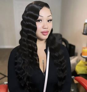 Extensioni di capelli vergini ricci birmani 2x6 6x6 9x6 7x7 13x4 13x6 5x5 con chiusura frontale 4x4, onda profonda, da singolo donatore - Product Image 2