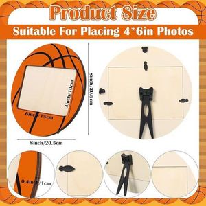 Supplier Sports Style <b>Wooden</b> Photo <b>Frame</b>, Soccer/Basketball Shaped <b>Picture</b> Holder, Birthday Gift for Kids & Teen Sports Fans - Product Image 2