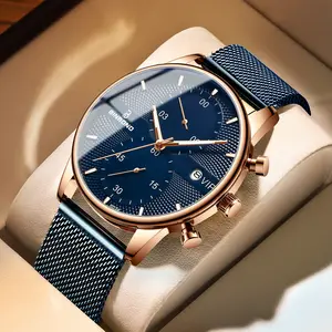 BINBOND B0158 Relógio De Negócios Para Homens Top Luxo Impermeável Aço Inoxidável Prata Masculino Relógios De Pulso Relogio masculino