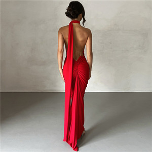 Abito a tubino al ginocchio da donna, sexy, con scollo sulla schiena e vita naturale, Estate 2025 - Product Image 2