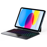 Étui de clavier magnétique flottant en aluminium pour iPad 10/11e génération avec touches à ciseaux rétroéclairées 7 couleurs et pavé tactile multipoint