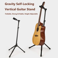 Support de guitare haut de gamme en métal avec capteur de charge par gravité/support de guitare pliant à verrouillage automatique