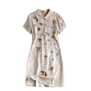 लाइन अनारकली ड्रेस Suppliers-A191 नवीनतम डिजाइन गर्मियों में महिलाओं के फैशन कशीदाकारी आरामदायक पोशाक