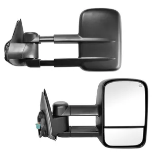 Accepter choisir le boîtier chromé Rétroviseurs de remorquage réglables chauffants Miroir de remorquage noir pour Chevrolet Sliverado