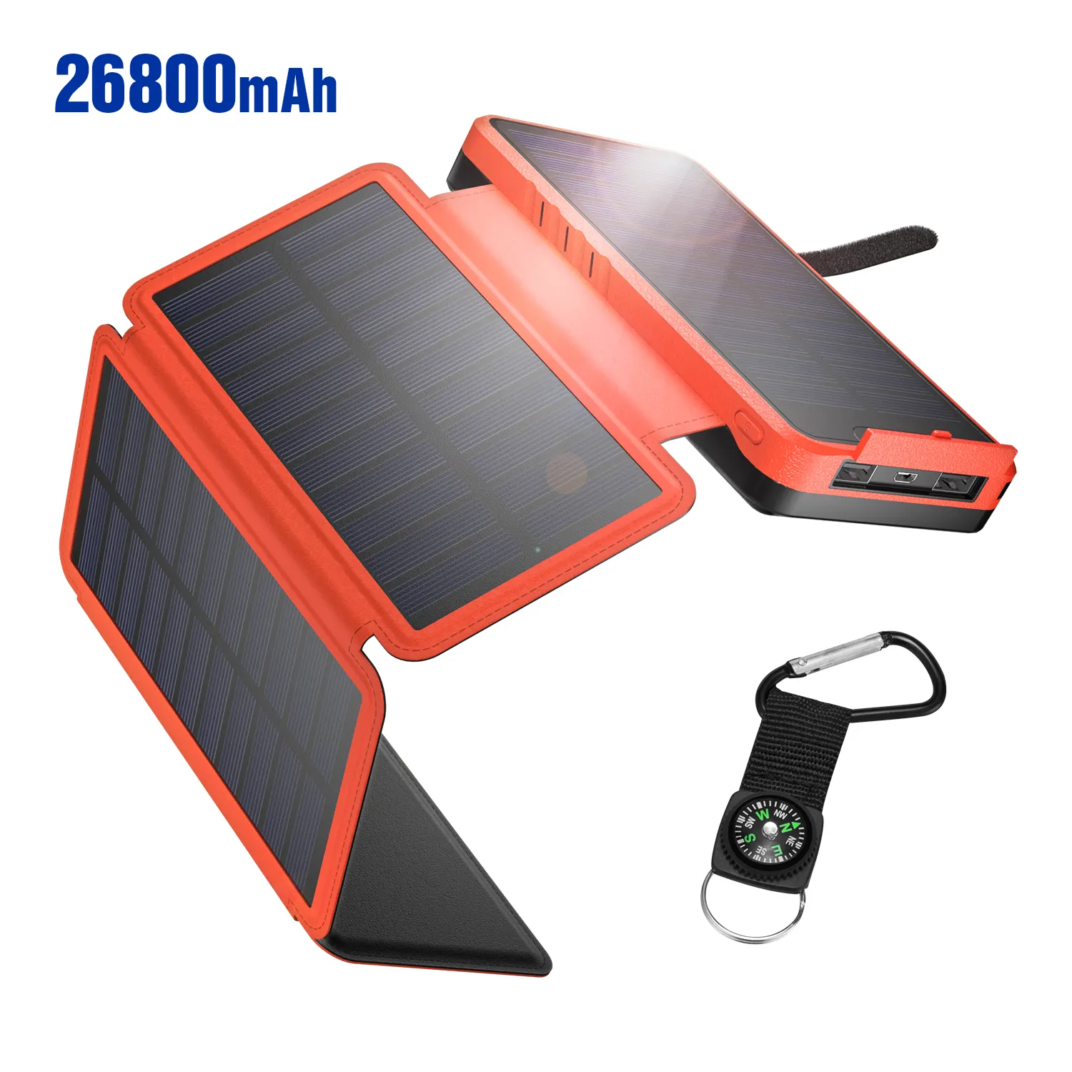 Foldable Waterproof Mini Solar Power Bank 26800mAh Dual Usb Solar Charger Outdoor Travel Mobile Powerbank