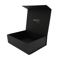 Boîte en carton noir mat de luxe personnalisée avec logo, grande taille, pour vêtements et chapeaux, boîtes en papier recyclables, couvercle magnétique pliable, emballage cadeau