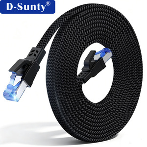 Cat8 Flat <b>Braided</b> SSTP Ethernet Cable 40Gbps 2000MHz 30AWG Pure Copper Networking <b>Cord</b> - Product Image 1