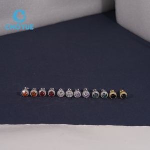 Pendientes de Diamantes de Colores, Plata de Ley 925, VVS, 9.1 mm, Pendientes de Moissanita, Joyería Deslumbrante y Brillante, Unisex - Product Image 3