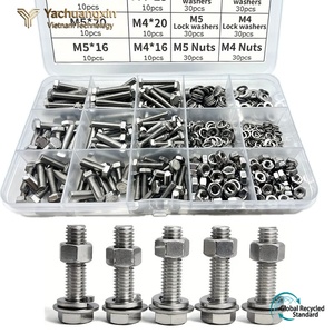 Juego de 240 Piezas de Pernos y Tuercas Hexagonales de Acero Inoxidable con Arandelas, Acabado Pasivado, Clase 8.8 - Product Image 2
