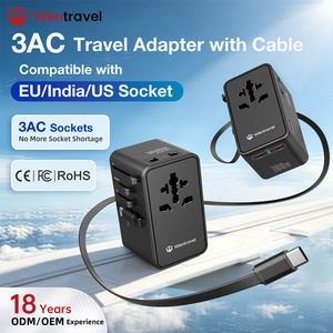 Wontravel Multifunctional 100W <b>Cable</b> Fast <b>Charge</b> 7 in 1 Universal Travel Adapter with 3AC Sockets - Product Image 1