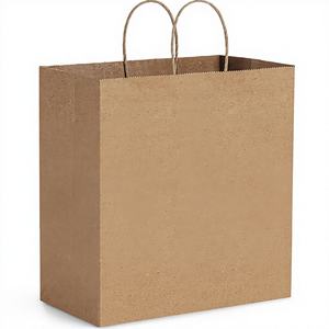 Sacs de shopping en papier kraft brun recyclé avec logo personnalisé imprimé, avec poignées torsadées, emballage pour vêtements de vente au détail, 10x6.75x12 - Product Image 1