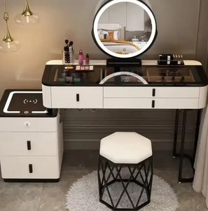 Tocador inteligente con carga inalámbrica, mesa de maquillaje moderna y sencilla para dormitorio, multifuncional, de madera maciza. - Product Image 5